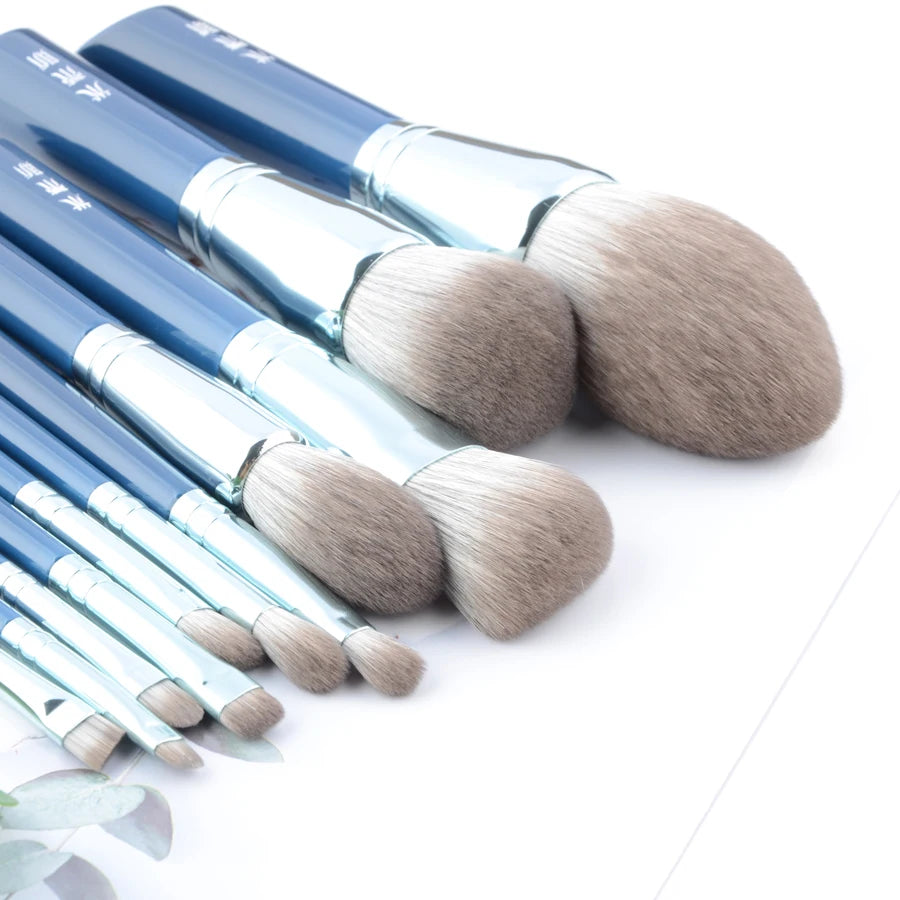 11pcs/Set Blue Professional Makeup brushes Set Foundation Blusher sculpting Highlighter Eye shadow eyebrow crease Make up brush