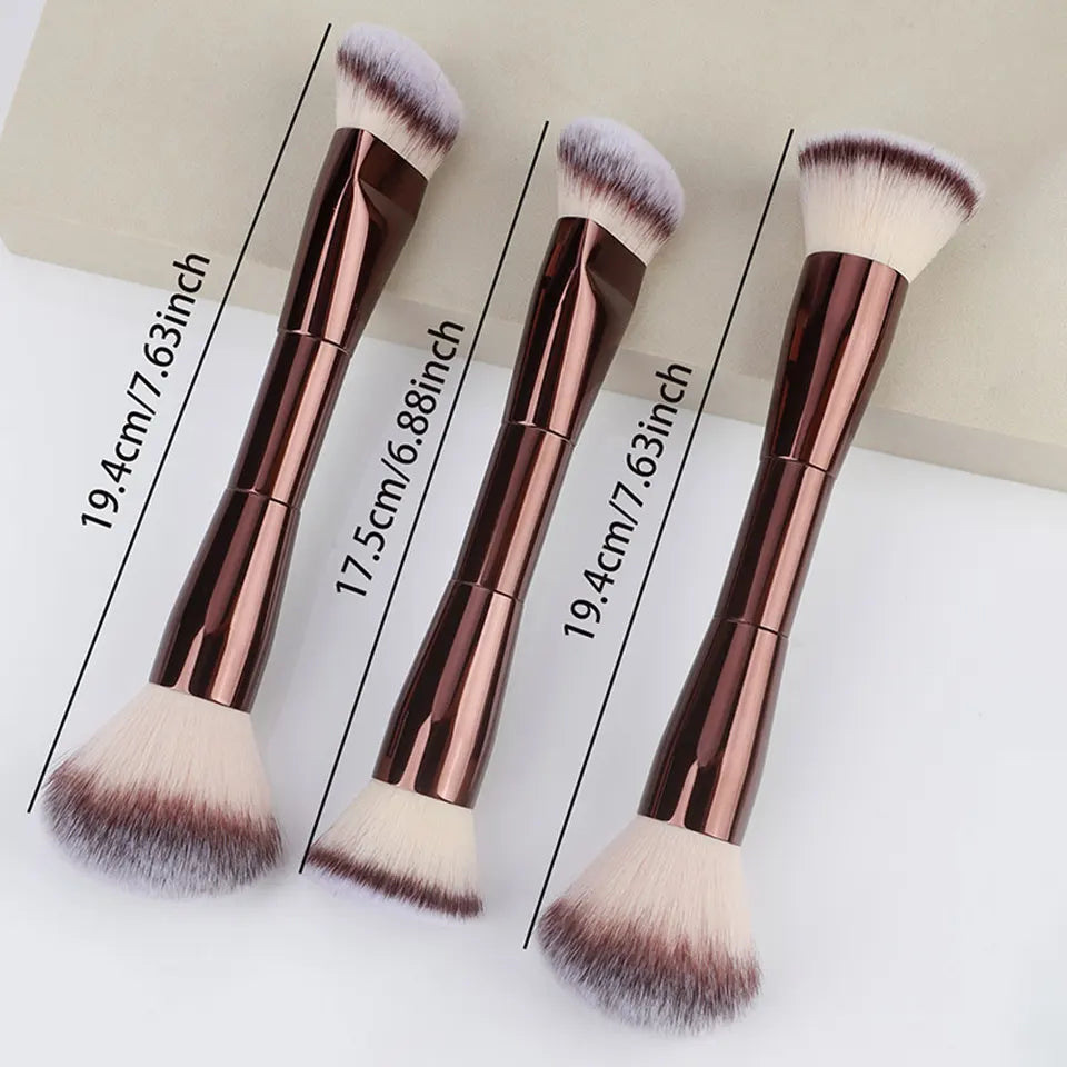 3 styles Double-headed Makeup Brush With Soft Bristles Foundation Brush Blush Brush BB Cream Makeup Brush Portable Makeup Tool