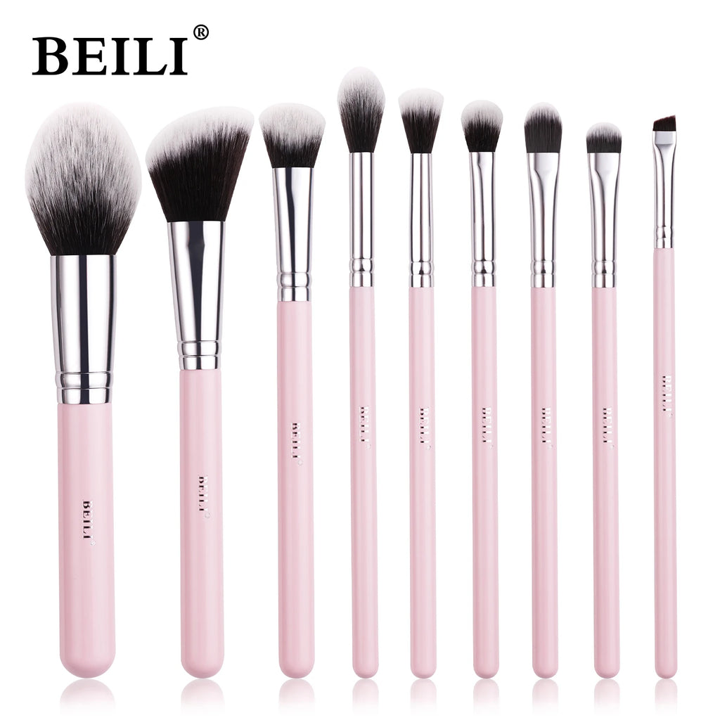 BEILI Pink Premium Makeup Brushes Set with Brush Organizer Foundation Powder Eyeshadow Eyeliner Contour Brushes Cosmetics Tool
