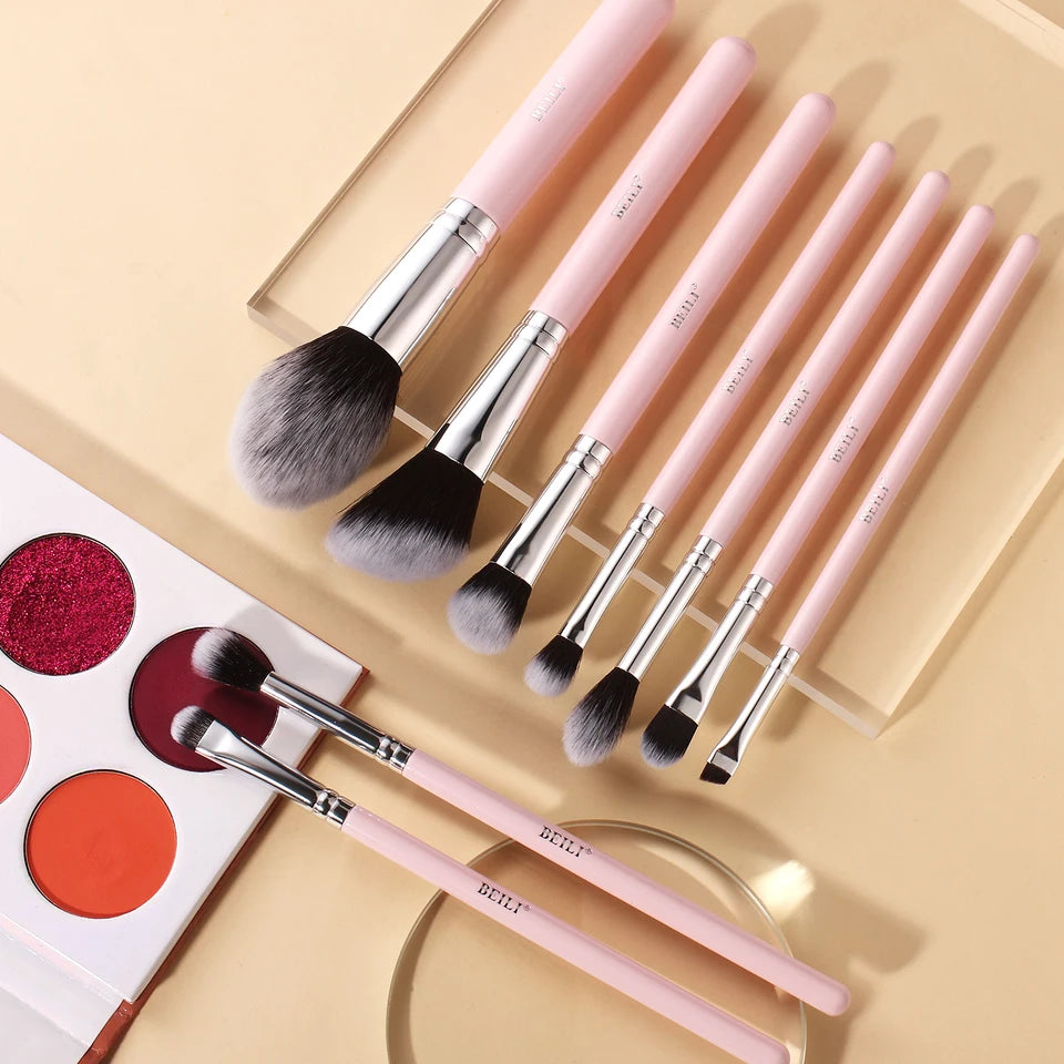 BEILI Pink Premium Makeup Brushes Set with Brush Organizer Foundation Powder Eyeshadow Eyeliner Contour Brushes Cosmetics Tool