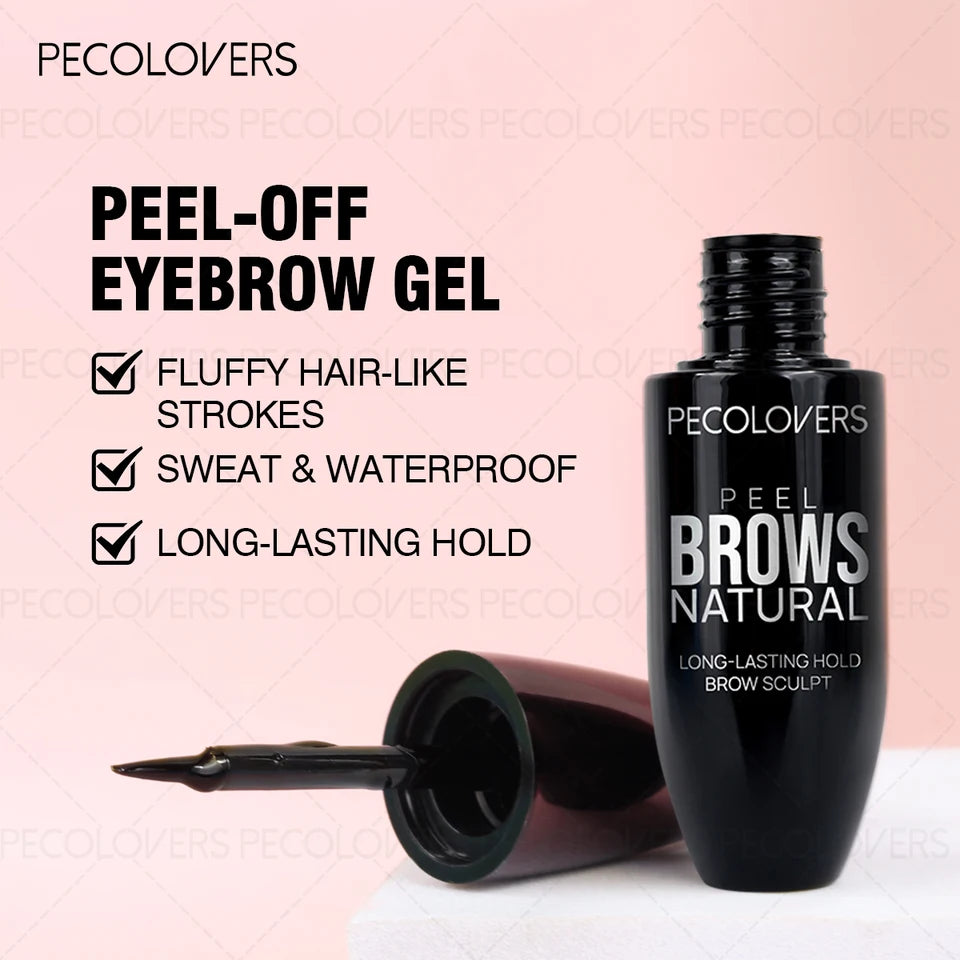 1Pc Pecolover Tattoo Eyebrow Gel, Waterproof, Semi-Permanent, Long-Lasting, Black Brown, Sweatproof, Film Forming, Tearing Off