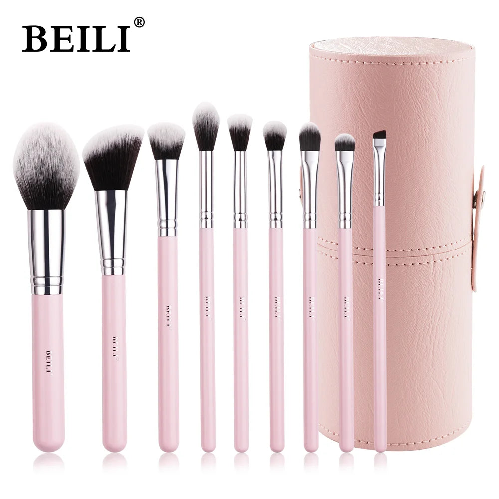 BEILI Pink Premium Makeup Brushes Set with Brush Organizer Foundation Powder Eyeshadow Eyeliner Contour Brushes Cosmetics Tool