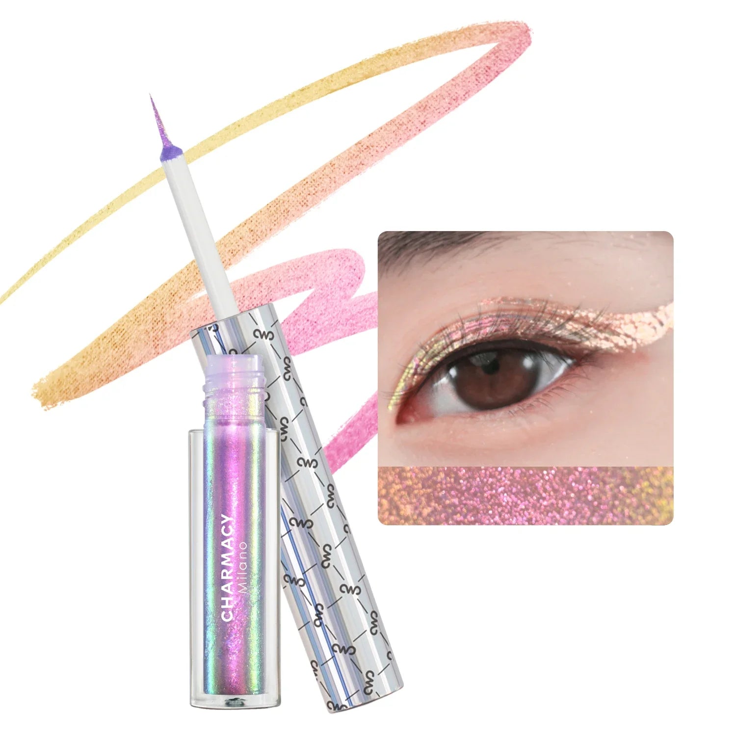 CHARMACY New Color Duochrome Glitter Liquid Eyeliner Waterproof Long-lasting Ultra-Fine Tip Smudge-proof Eye Liner Makeup