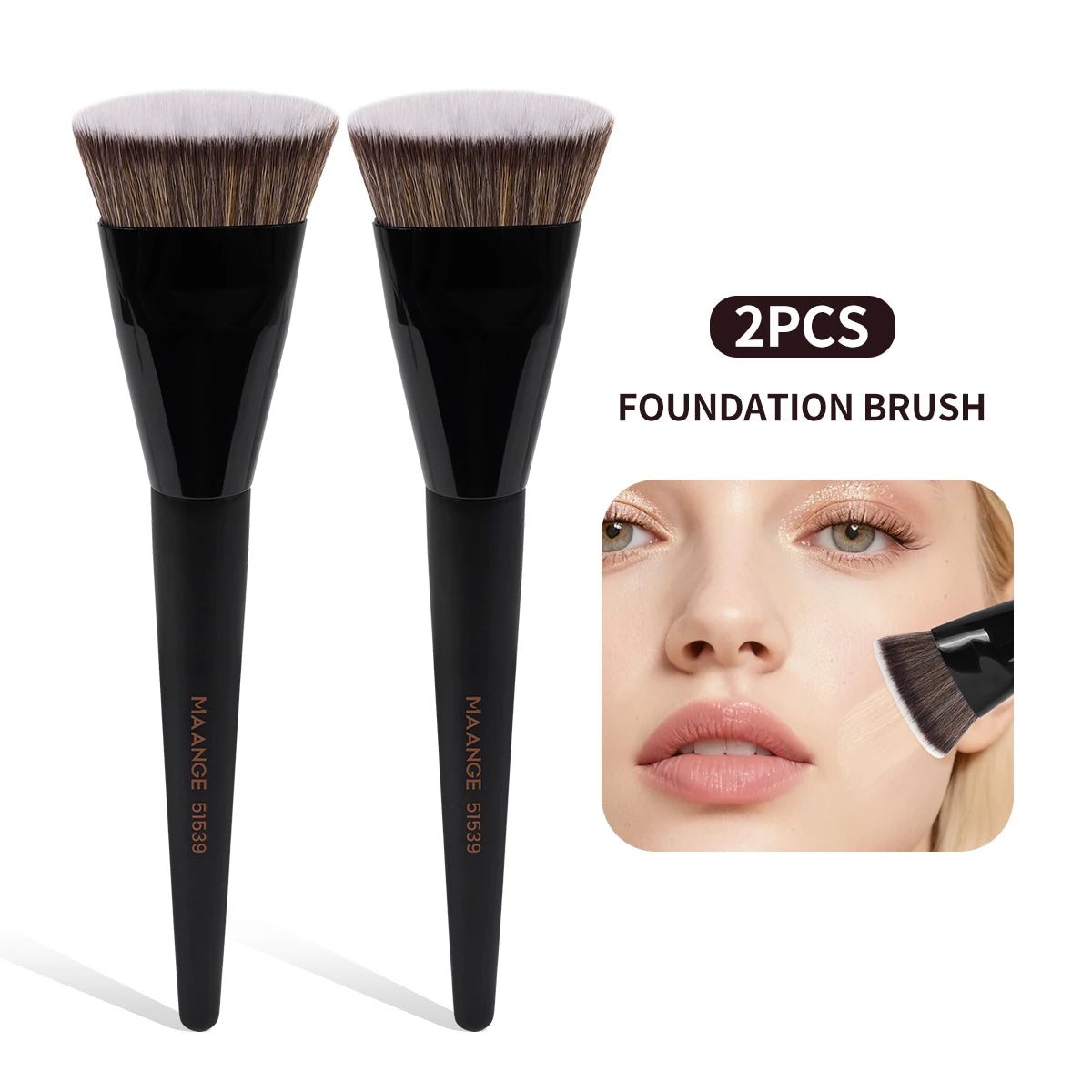 MAANGE Single Flat Round Tube Flat Head Foundation Brush With Box Powder Blush Concealer Makeup Brush Skin-friendly Makeup Tool