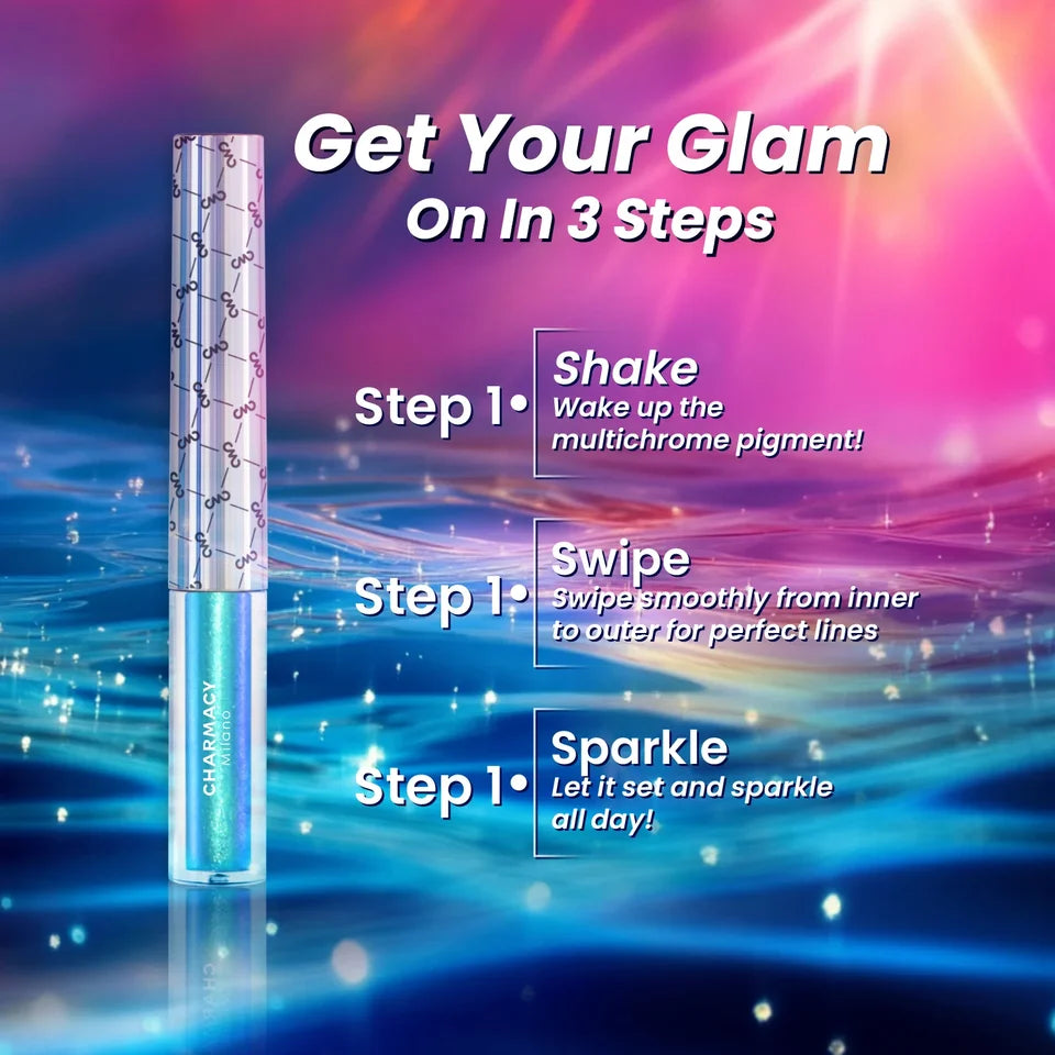 CHARMACY New Color Duochrome Glitter Liquid Eyeliner Waterproof Long-lasting Ultra-Fine Tip Smudge-proof Eye Liner Makeup