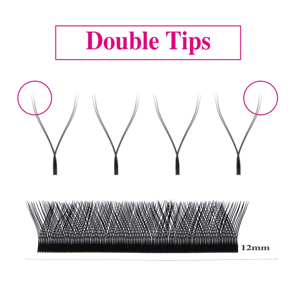 10 PCS Fadvan YY Shape Black Eyelashes Extensions Two Tip Lashes Premade Fan Lashes Faux Mink YY Lashes