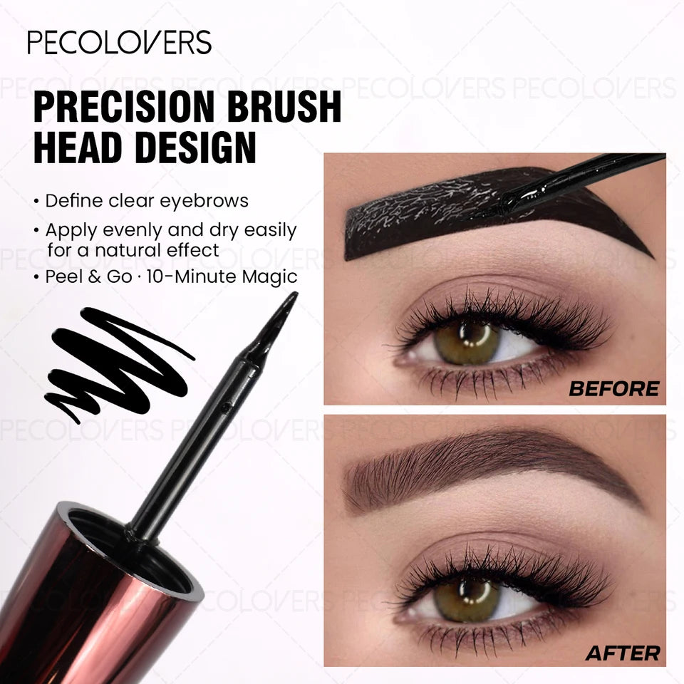 1Pc Pecolover Tattoo Eyebrow Gel, Waterproof, Semi-Permanent, Long-Lasting, Black Brown, Sweatproof, Film Forming, Tearing Off