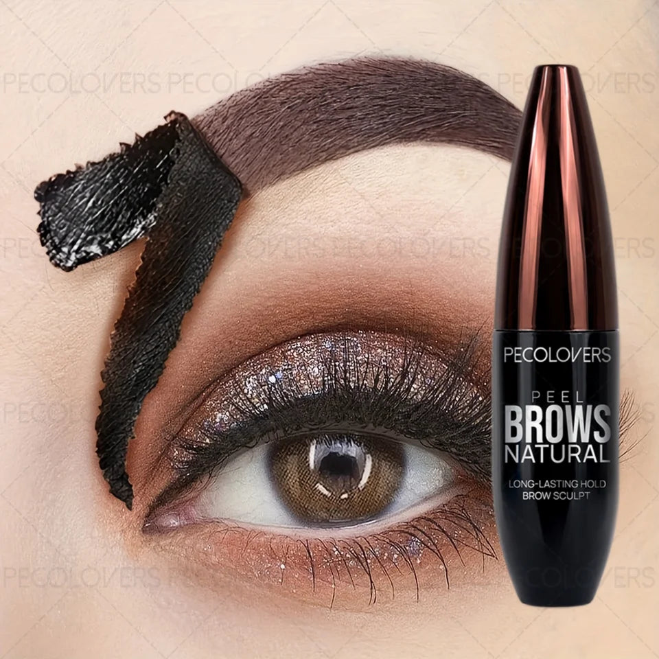 1Pc Pecolover Tattoo Eyebrow Gel, Waterproof, Semi-Permanent, Long-Lasting, Black Brown, Sweatproof, Film Forming, Tearing Off