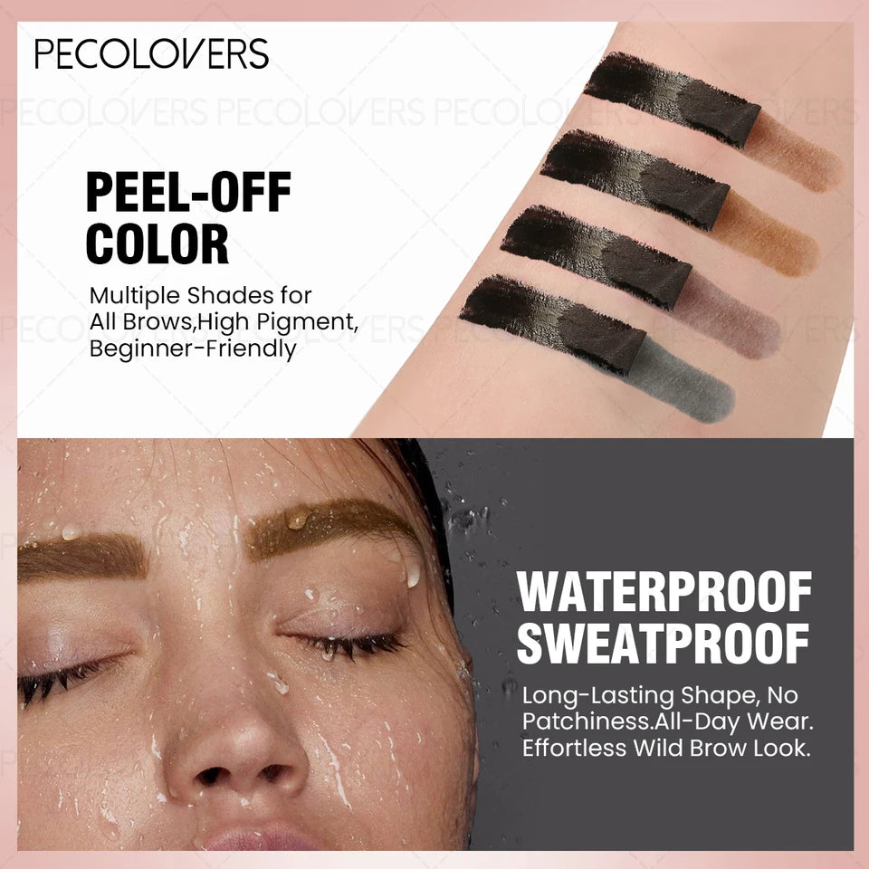 1Pc Pecolover Tattoo Eyebrow Gel, Waterproof, Semi-Permanent, Long-Lasting, Black Brown, Sweatproof, Film Forming, Tearing Off