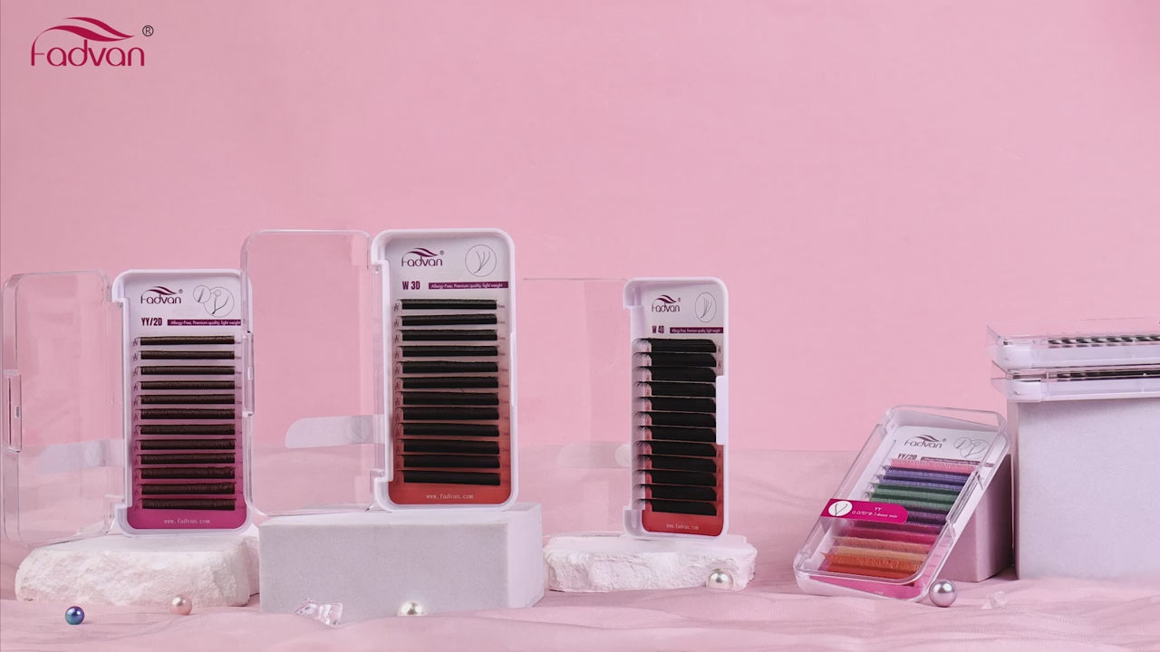 10 PCS Fadvan YY Shape Black Eyelashes Extensions Two Tip Lashes Premade Fan Lashes Faux Mink YY Lashes